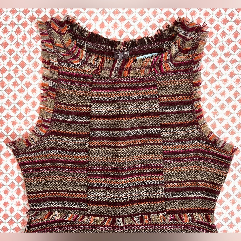 She & Sky retro brown tweed twill boho bohemian dress juniors size medium - Picture 3 of 16
